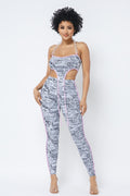 Mesh Print Crop Top With Plastic Chain Halter Neck With Matching Leggings-Product Type | Naughty Smile Fashion