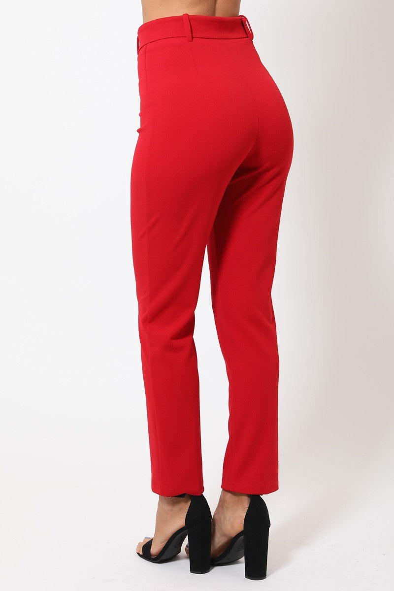 Ankle Tapered Self-fabric Buckle Belt Pants-Product Type | Naughty Smile Fashion