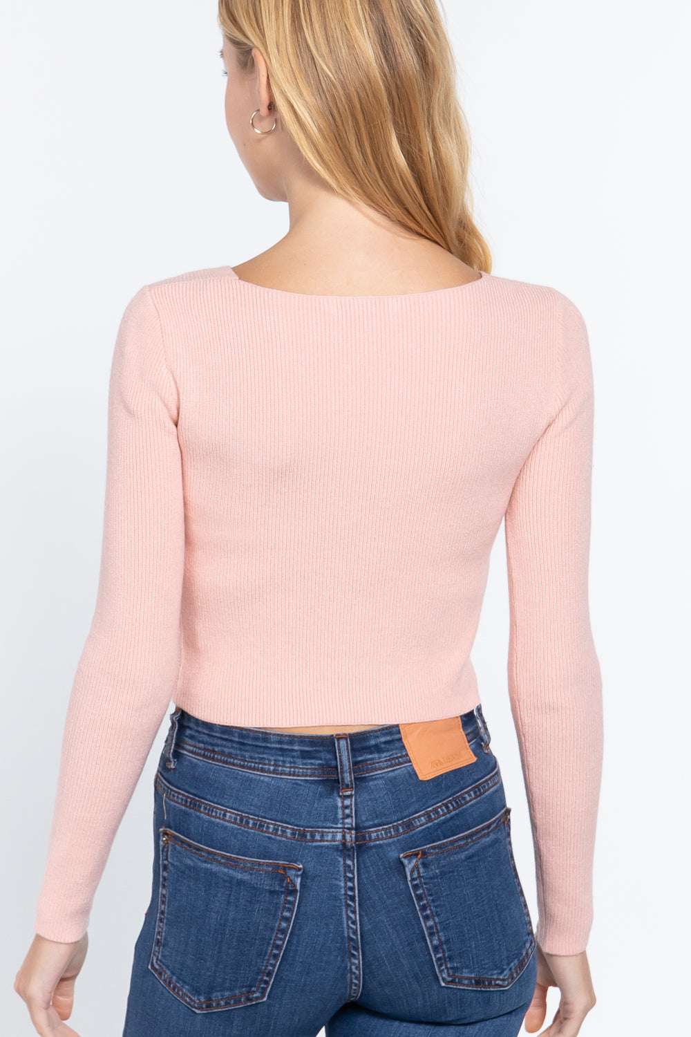 V-neck Front Knotted Crop Sweater-Product Type | Naughty Smile Fashion