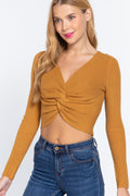 V-neck Front Knotted Crop Sweater-Product Type | Naughty Smile Fashion