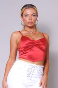 Sexy Spaghetti Strap Ruched Front Scarf Front Top-Product Type | Naughty Smile Fashion