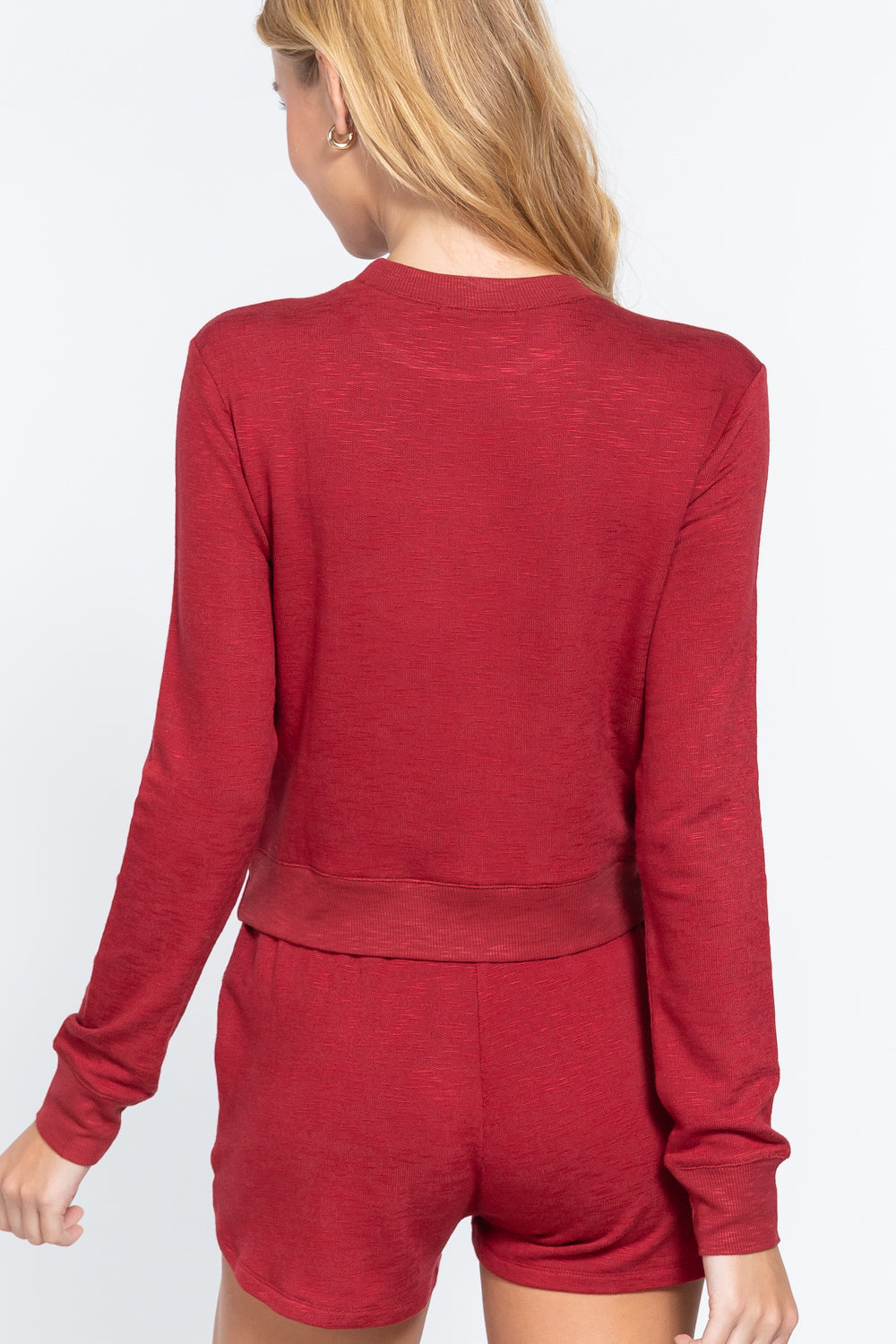 Long Slv Crew Neck Slub Terry Top-Product Type | Naughty Smile Fashion