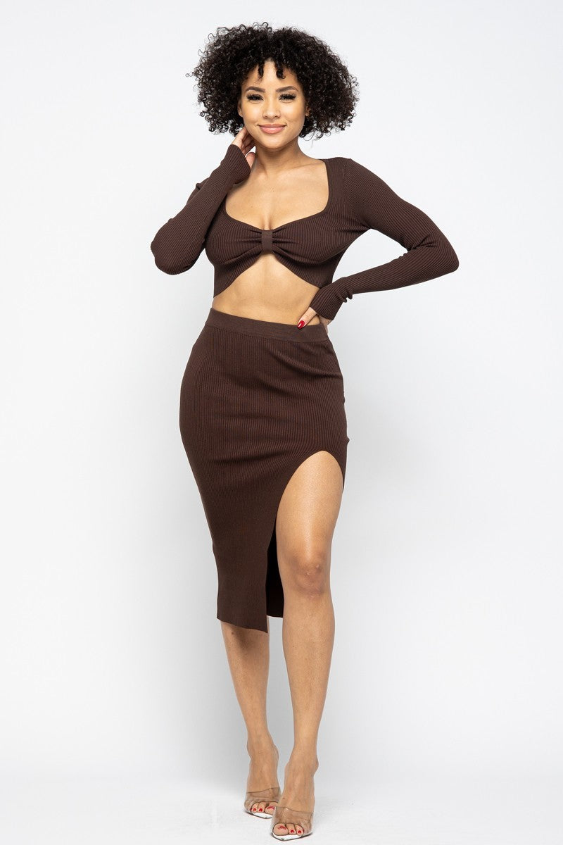 High Slit Skirt Set-Product Type | Naughty Smile Fashion