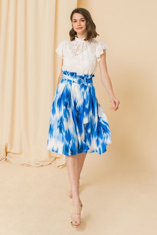 Self-buckle Belt Printed Skirt-Product Type | Naughty Smile Fashion