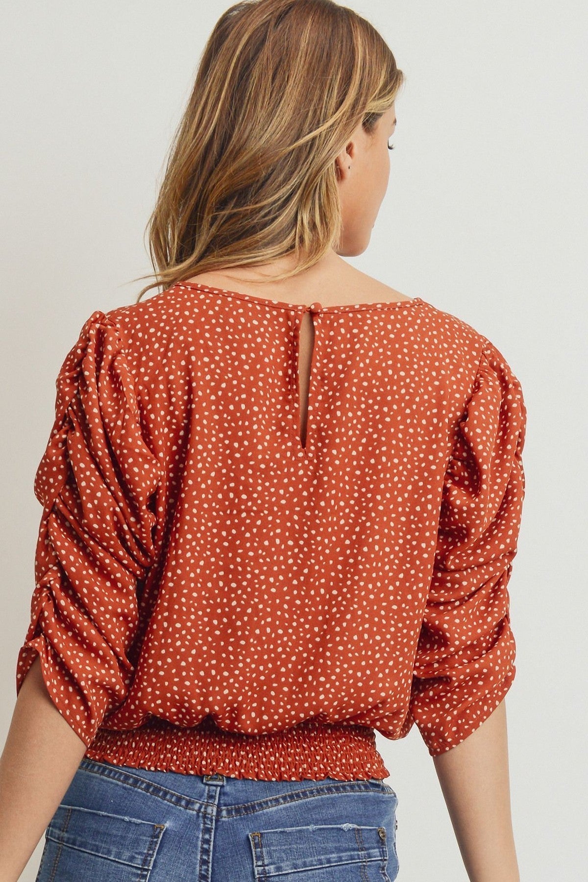 Smocked Band Top With Shirring Puff Sleeve-Product Type | Naughty Smile Fashion