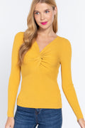 Long Slv V-neck Knotted Sweater-Product Type | Naughty Smile Fashion