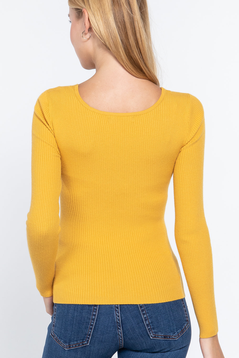 Long Slv V-neck Knotted Sweater-Product Type | Naughty Smile Fashion