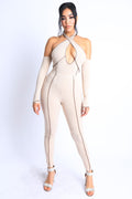Overlock Detailed Cross Halter Keyhole Neck Off Shoulder Set-Product Type | Naughty Smile Fashion