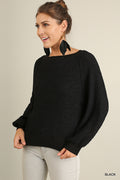 Puff Sleeve Boat Neck Sweater-Product Type | Naughty Smile Fashion