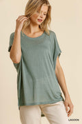 Short Sheer Dolman Sleeve Scoop Neck Top With Side Slit-Product Type | Naughty Smile Fashion