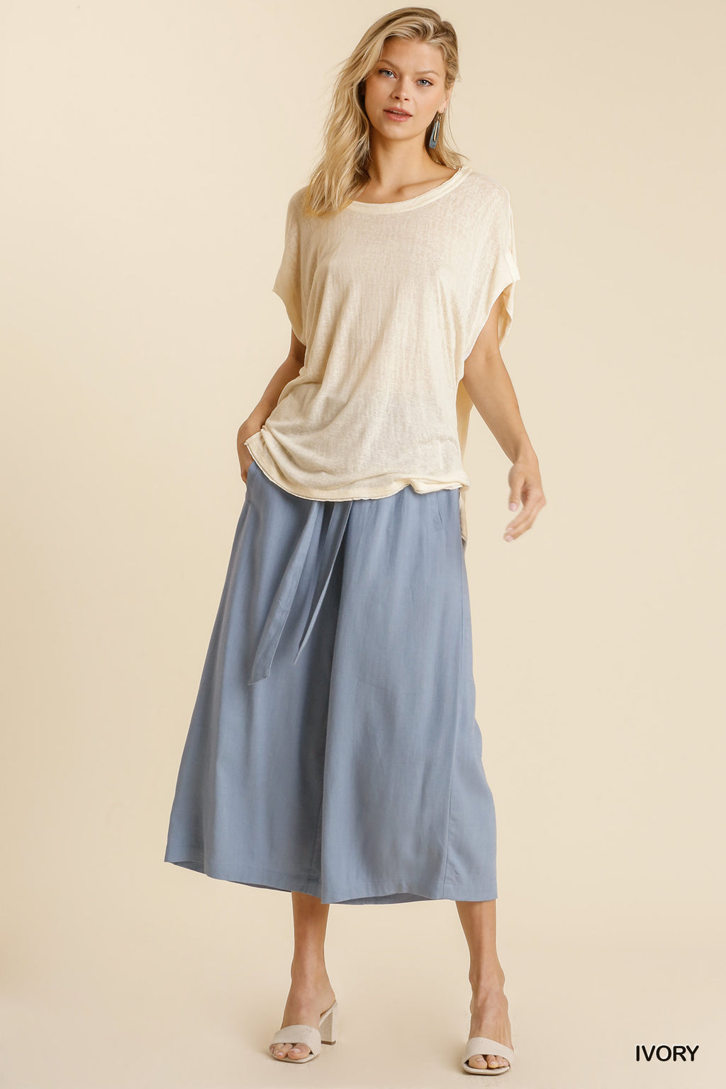 Short Sheer Dolman Sleeve Scoop Neck Top With Side Slit-Product Type | Naughty Smile Fashion