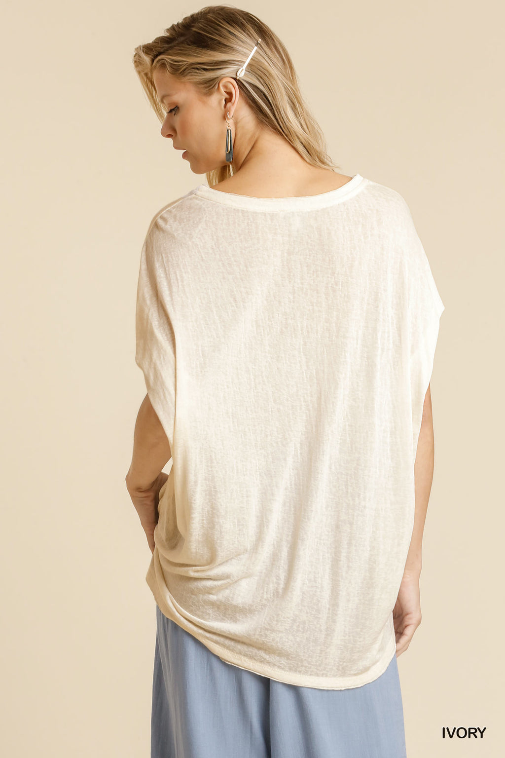 Short Sheer Dolman Sleeve Scoop Neck Top With Side Slit-Product Type | Naughty Smile Fashion