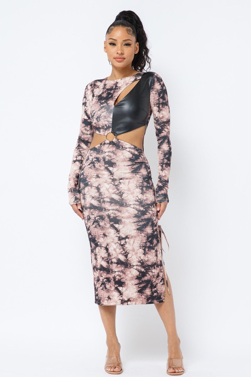 Tie Dye Long Sleeve Midi Dress-Product Type | Naughty Smile Fashion