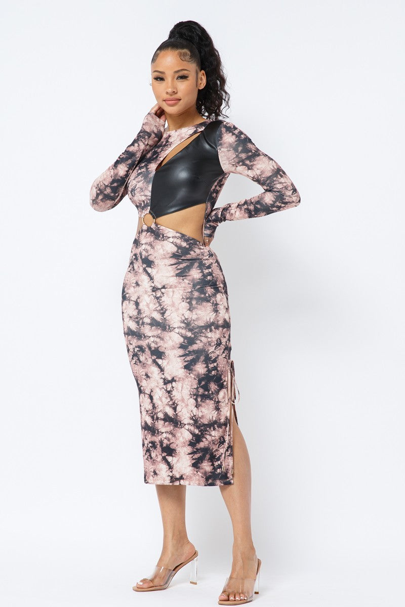 Tie Dye Long Sleeve Midi Dress-Product Type | Naughty Smile Fashion