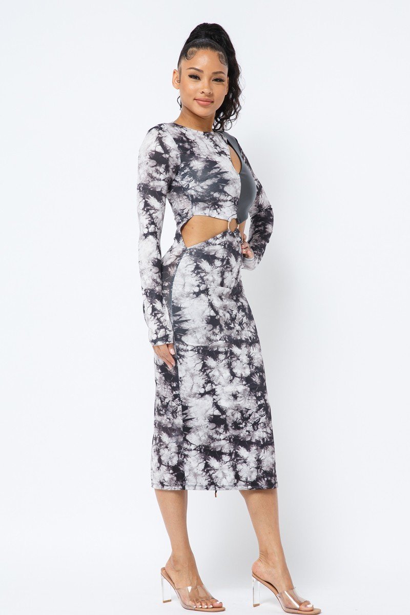 Tie Dye Long Sleeve Midi Dress-Product Type | Naughty Smile Fashion