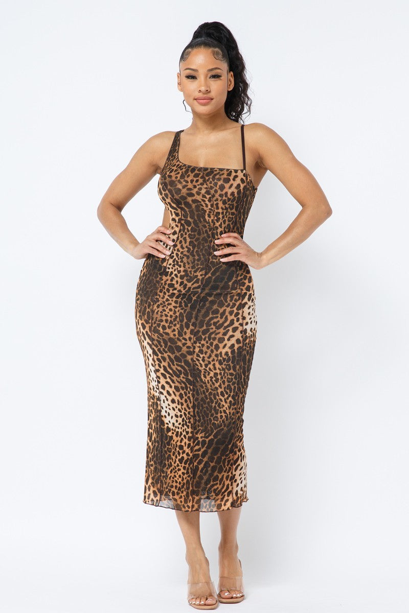Animal Print Midi Dress With Strap-Product Type | Naughty Smile Fashion