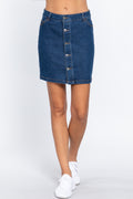 Buttoned Stretch Denim Mini Skirt-Product Type | Naughty Smile Fashion