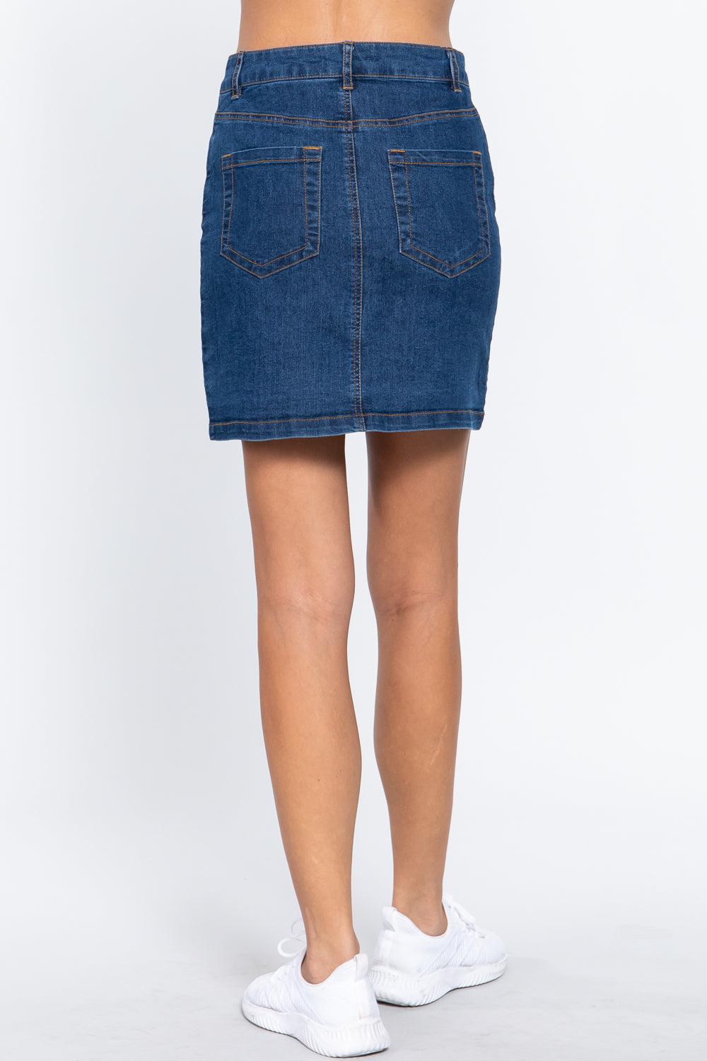 Buttoned Stretch Denim Mini Skirt-Product Type | Naughty Smile Fashion
