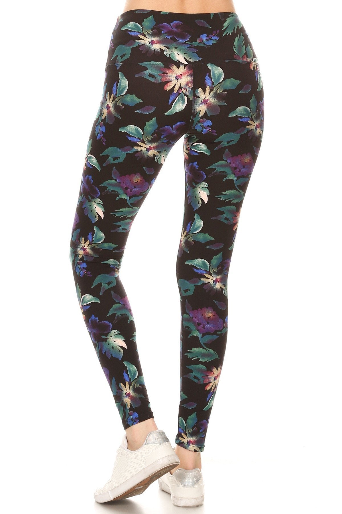 Long Yoga Style Banded Lined Floral Printed Knit Legging With High Waist-Product Type | Naughty Smile Fashion