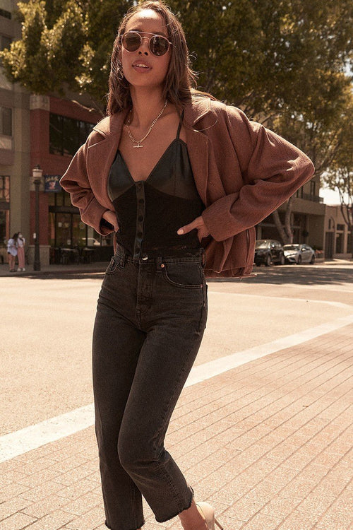 A Faux Leather And Lace Camisole Top-Product Type | Naughty Smile Fashion