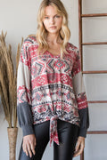 Beautiful Aztec Print Long Sleeve Sweater-Product Type | Naughty Smile Fashion