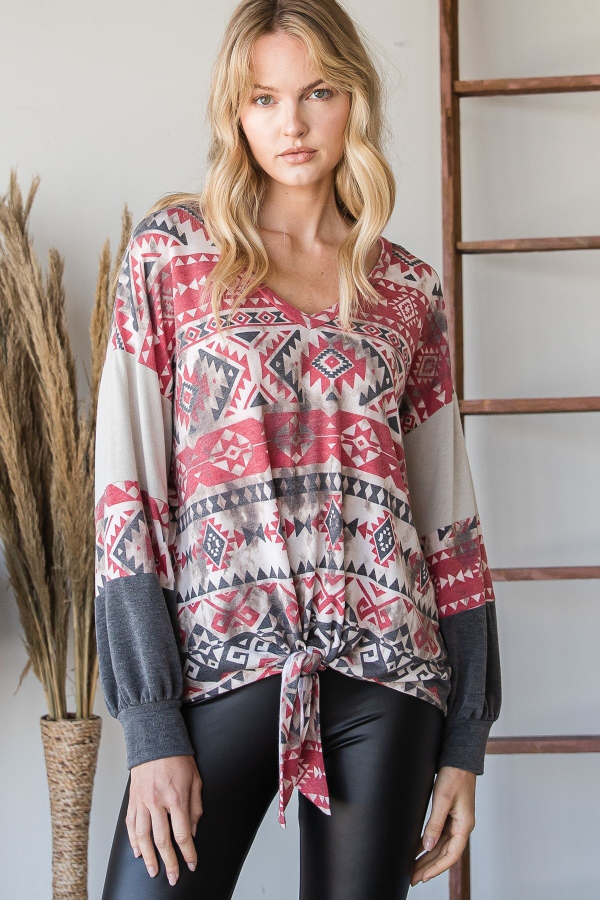 Beautiful Aztec Print Long Sleeve Sweater-Product Type | Naughty Smile Fashion