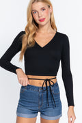 Long Slv Surplice Wrap Rib Knit Top-Product Type | Naughty Smile Fashion