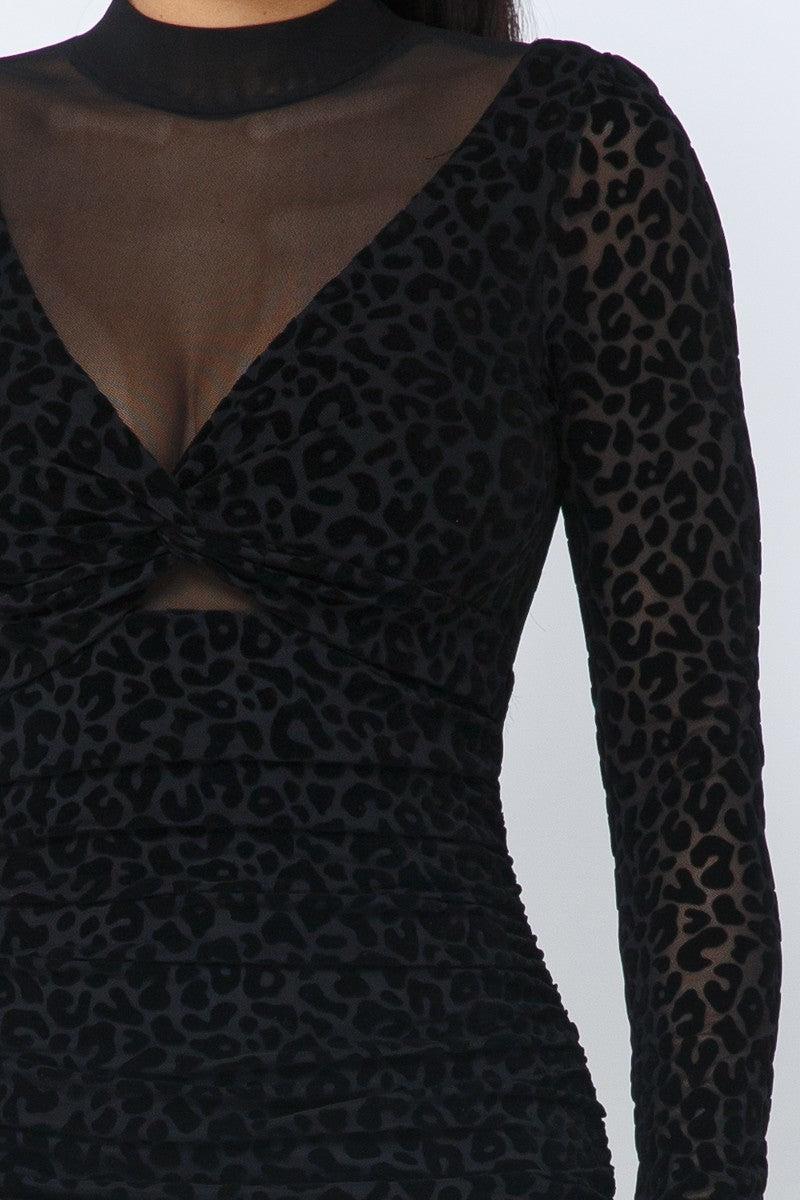 Animal Print Long Sleeve Mock Neck Mini Dress-Product Type | Naughty Smile Fashion