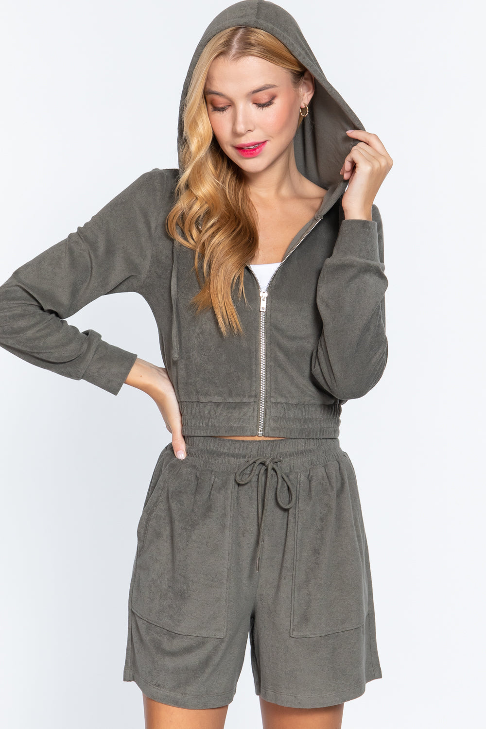 Hoodie Terry Towelling Jacket-Product Type | Naughty Smile Fashion