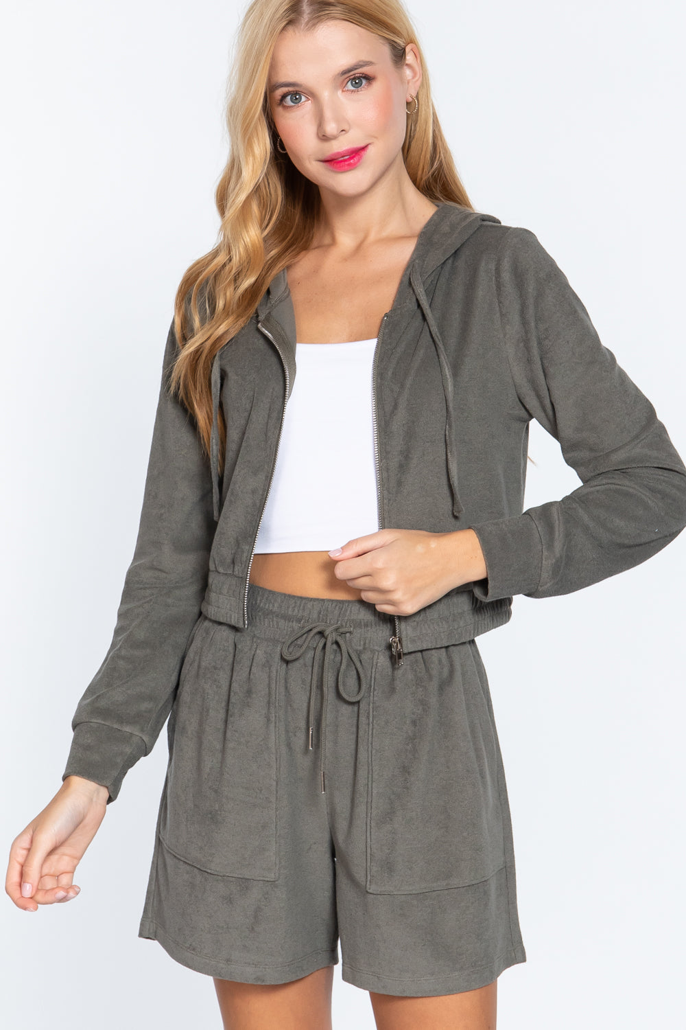 Hoodie Terry Towelling Jacket-Product Type | Naughty Smile Fashion