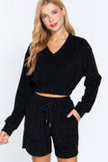 Elasticized Hem Terry Towelling Top-Product Type | Naughty Smile Fashion
