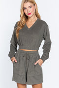Elasticized Hem Terry Towelling Top-Product Type | Naughty Smile Fashion