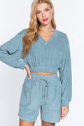 Elasticized Hem Terry Towelling Top-Product Type | Naughty Smile Fashion