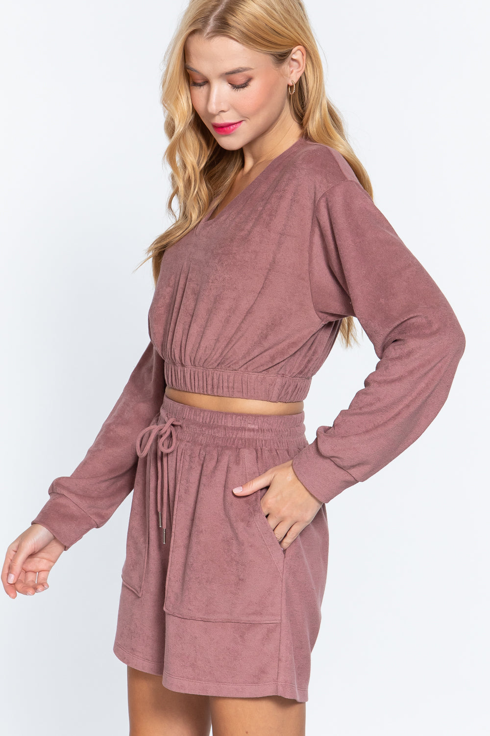 Elasticized Hem Terry Towelling Top-Product Type | Naughty Smile Fashion