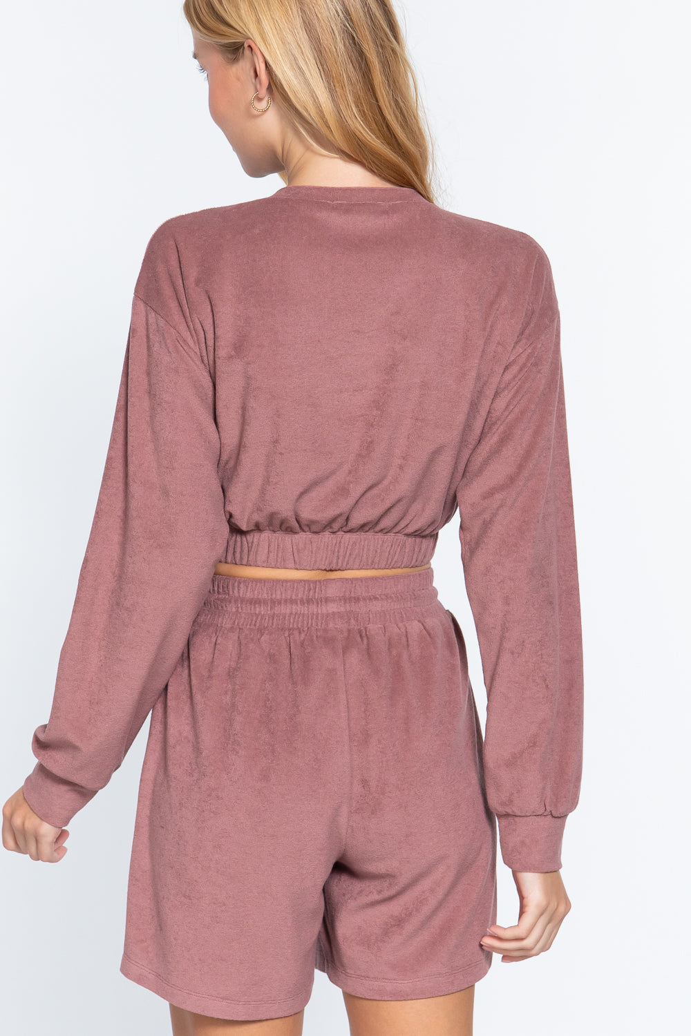 Elasticized Hem Terry Towelling Top-Product Type | Naughty Smile Fashion