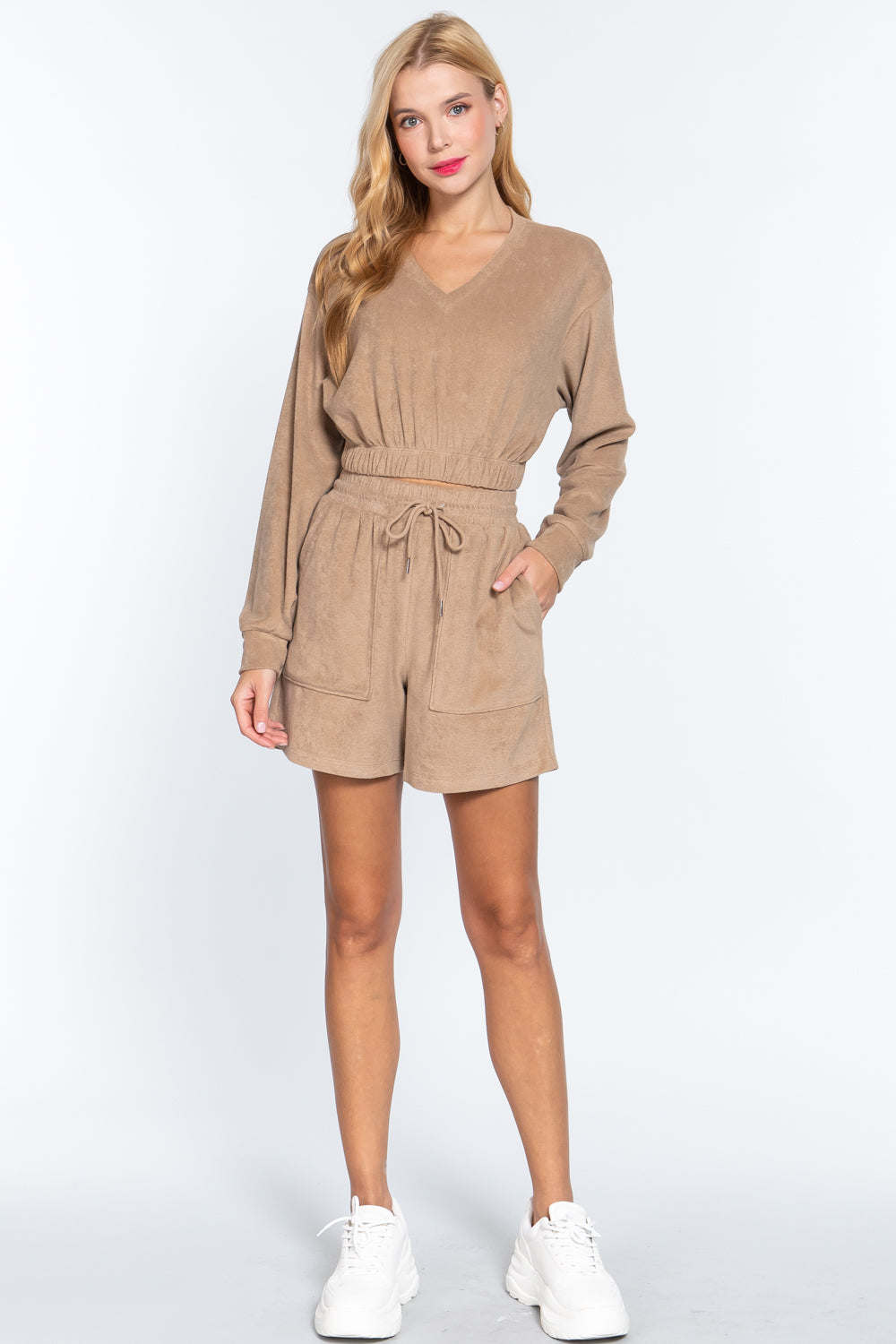 Elasticized Hem Terry Towelling Top-Product Type | Naughty Smile Fashion