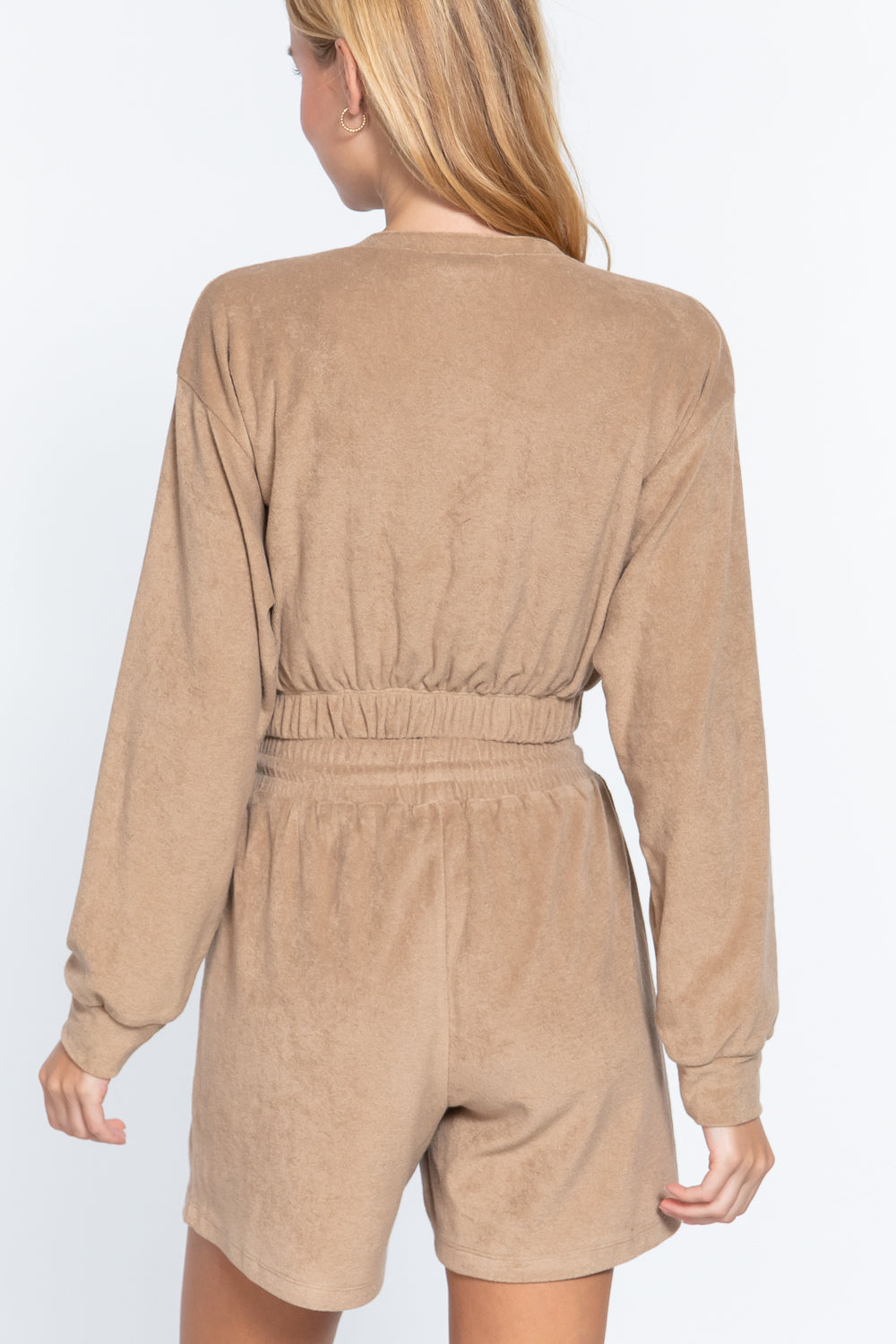 Elasticized Hem Terry Towelling Top-Product Type | Naughty Smile Fashion
