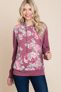 Floral Printed Contrast Hoodie With Relaxed Fit And Cuff Detail-Product Type | Naughty Smile Fashion