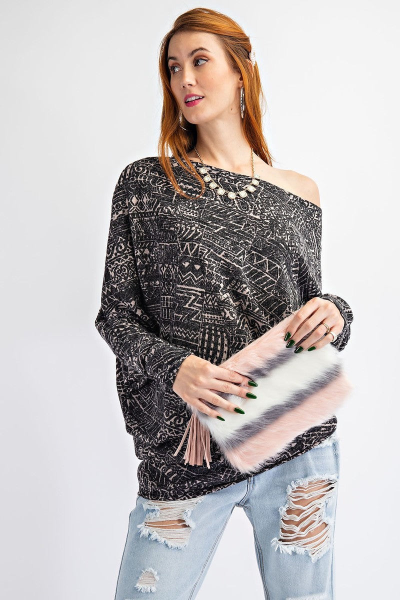 Tribal Printed Knit Top-Product Type | Naughty Smile Fashion