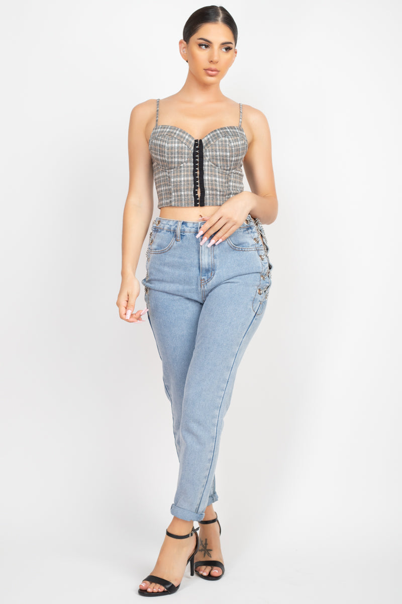 Plaid Hook & Eye Sweetheart Crop Top-Product Type | Naughty Smile Fashion