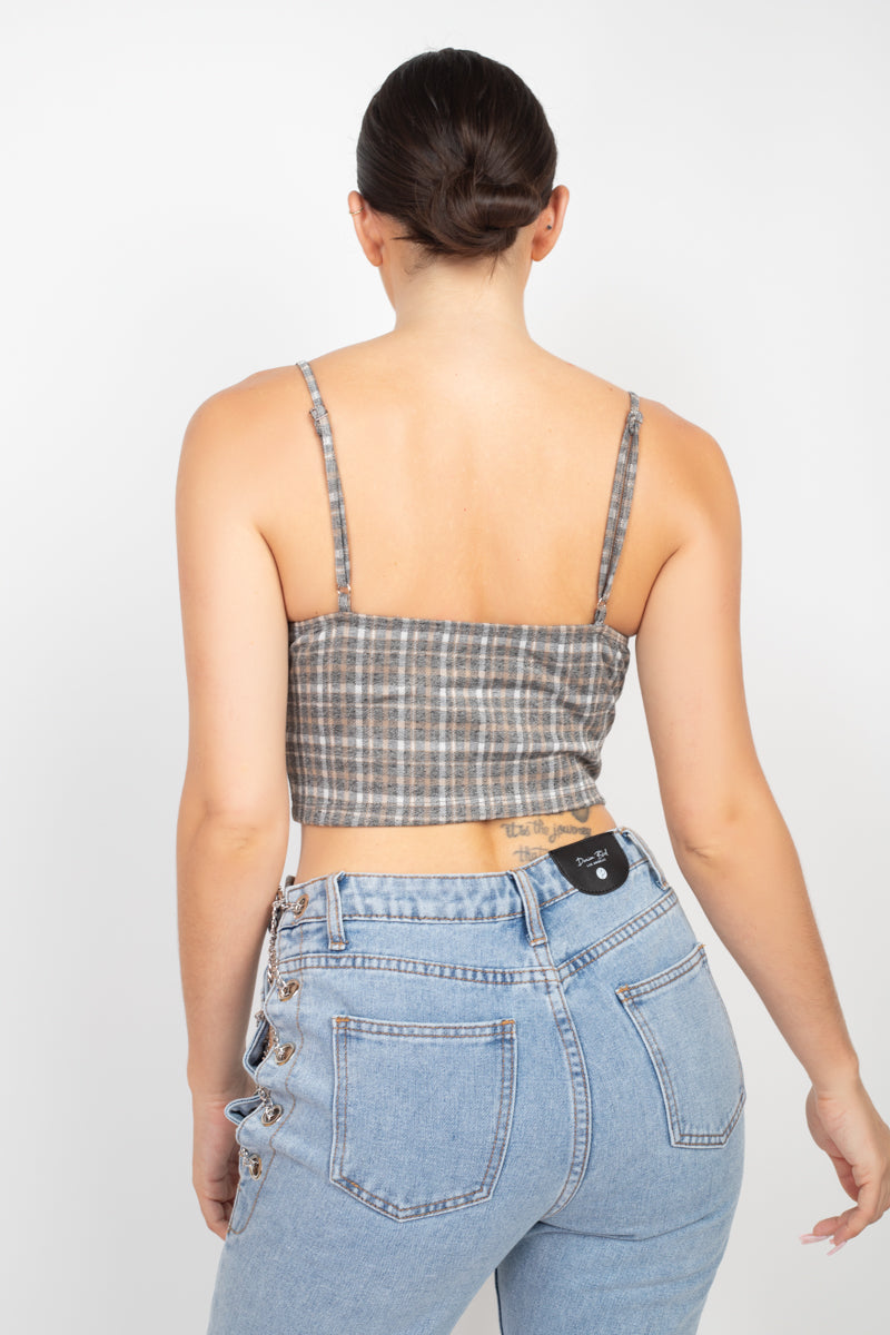 Plaid Hook & Eye Sweetheart Crop Top-Product Type | Naughty Smile Fashion