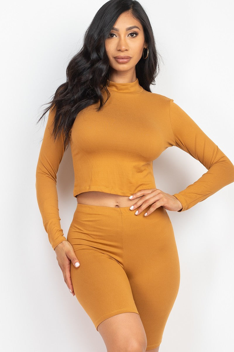 Mock Neck Top & Biker Shorts Set-Product Type | Naughty Smile Fashion