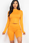 Mock Neck Top & Biker Shorts Set-Product Type | Naughty Smile Fashion