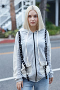 Belt & Reversed Details Zip-up Hooded Sweater-Product Type | Naughty Smile Fashion