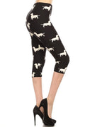 Dog Print, High Waisted Capri Leggings In A Fitted Style With An Elastic Waistband.-Product Type | Naughty Smile Fashion