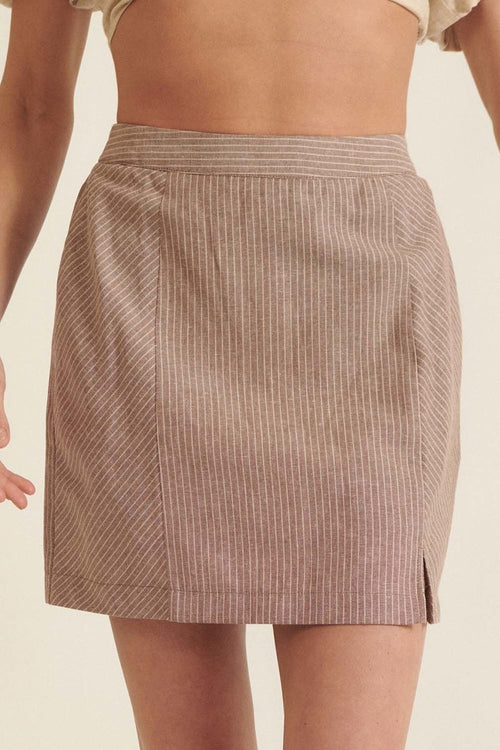 Banded Front Waist Pinstripe Mini Skirt-Product Type | Naughty Smile Fashion