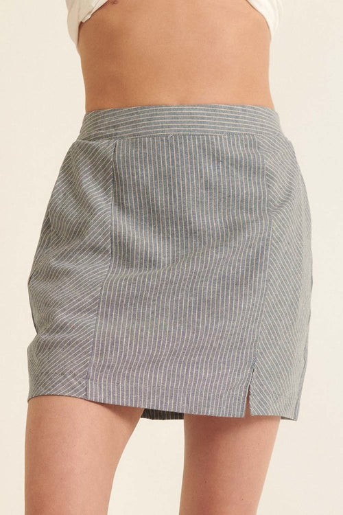 Banded Front Waist Pinstripe Mini Skirt-Product Type | Naughty Smile Fashion