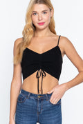 Front Ruched Detail Sweater Knit Crop Cami Top-Product Type | Naughty Smile Fashion