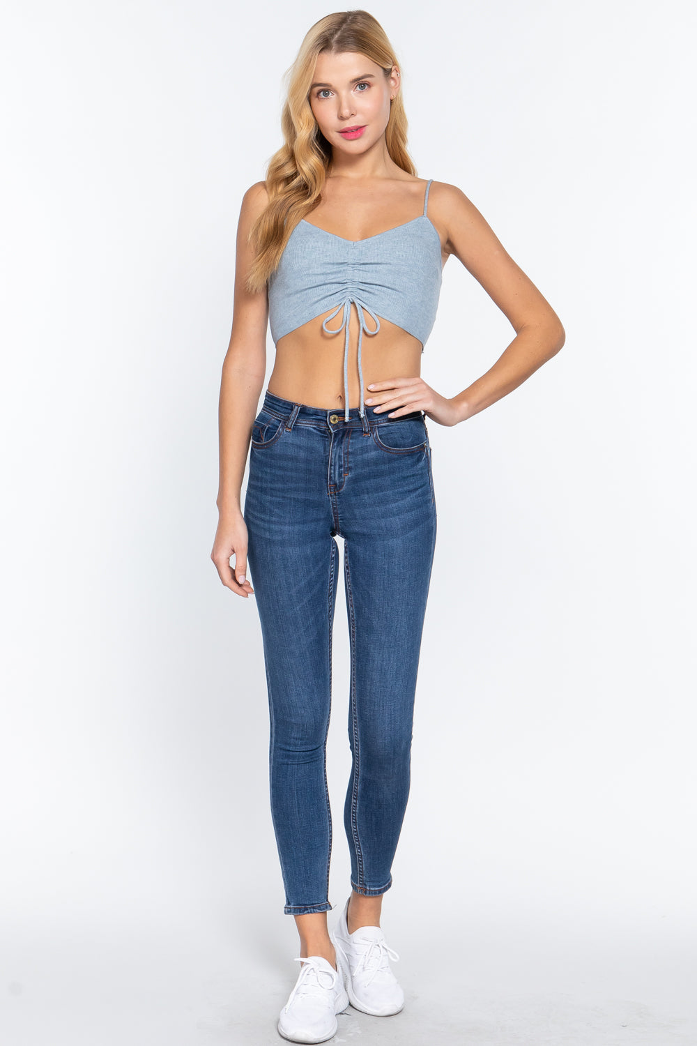 Front Ruched Detail Sweater Knit Crop Cami Top-Product Type | Naughty Smile Fashion