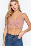 Front Ruched Detail Sweater Knit Crop Cami Top-Product Type | Naughty Smile Fashion